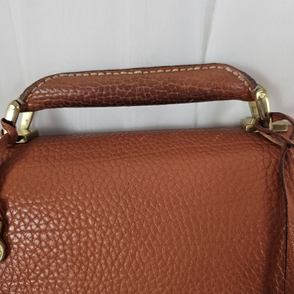 Vintage Dooney & Bourke camel brown leather folio briefcase with lock and key - Picture 8 of 16